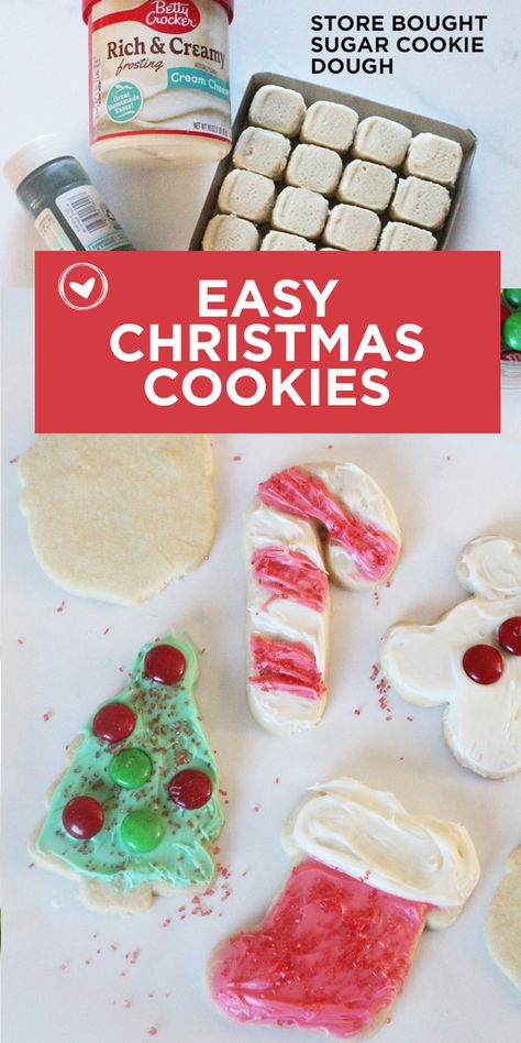 Easy Christmas Cookies to Decorate - BriGeeski Pillsbury Cookie Dough Recipes Christmas, Store Bought Sugar Cookie Dough Hacks, Cookies With Store Bought Dough, Christmas Cookies To Decorate, Refrigerator Cookie Dough, Store Bought Cookies, Cookies To Decorate, Store Bought Dough, Pillsbury Sugar Cookie Dough