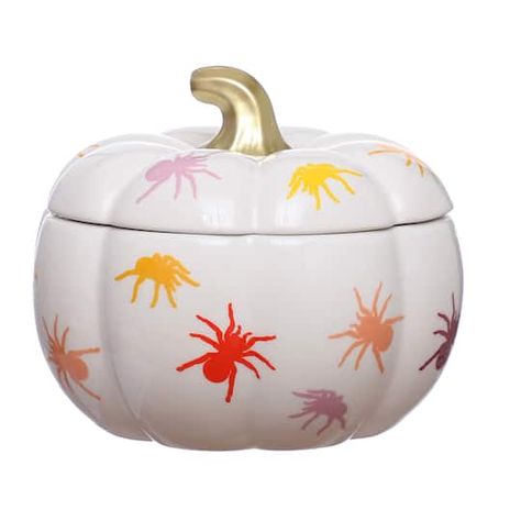 6.25" Spider Covered Pumpkin Bowl with Lid by Ashland® | Michaels Halloween Setup, Pumpkin Bowl, Pink Bench, Pumpkin Bowls, Fun Pumpkins, 70s Retro, Retro Decor, Halloween Candy, Pumpkin Decorating