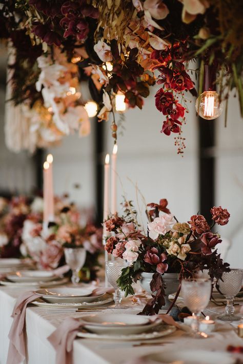 Kohl Mansion, Merlot Wedding, Dream Wedding Decorations, Moody Wedding, Wedding 2025, Victorian Wedding, Burgundy Flowers, Table Set Up, Beltane