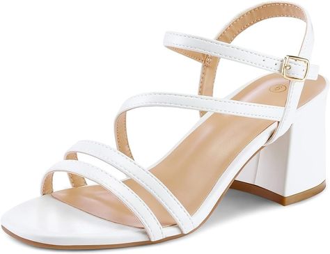 Amazon.com | mysoft Women's Strappy Low Chunky Block Heel Sandals Open Toe Dress Shoes | Heeled Sandals Chunky Sandals, Block Heel Sandals, Chunky Block Heels, Block Heels Sandal, Heeled Sandals, Heel Sandals, Wedding Shoes, Block Heels, Open Toe