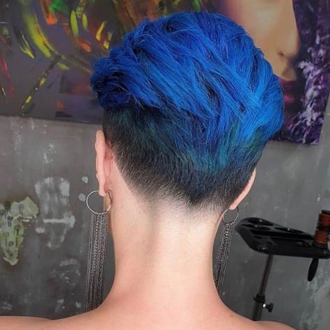 Hair Color And Cut Ideas, Hair Colors For Short Hair, Pixie Hair Color, Short Blue Hair, Blue Hair Color, Brunette Pixie, Bright Hair Colors, Men Hair Color, Pixie Hair