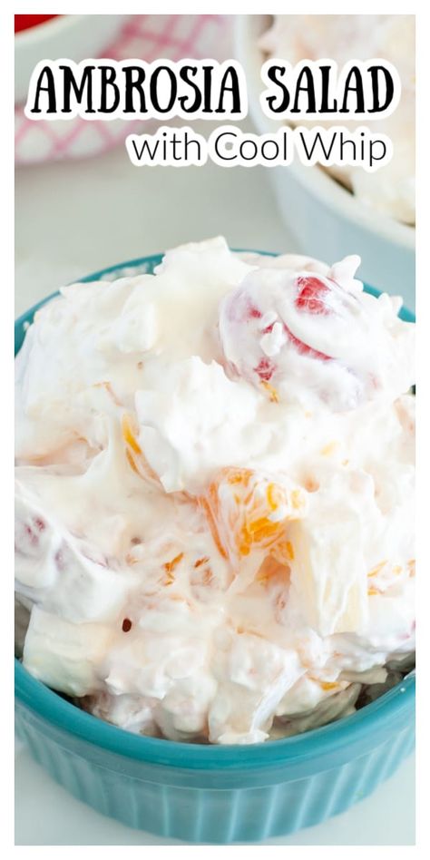 Fruit Cocktail Fluff, Easy Ambrosia Salad, Ambrosia Recipe, Fluff Salad Recipes, Ambrosia Fruit Salad, Easy Fruit Salad Recipes, Cool Whip Desserts, Creamy Fruit Salads, Fruit Desserts Easy