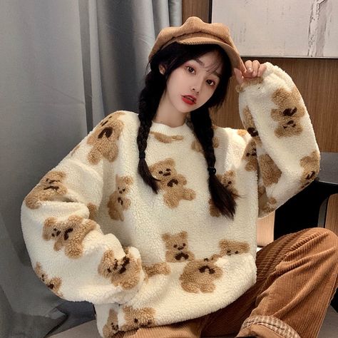 Silly Sweaters, Photograph Reference, Fluffy Clothes, Fluffy Clothing, Teddy Bear Shop, Bear Outfit, Kawaii Outfits, Backless Tank Top, Velvet Sweater