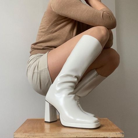 Jeffrey Campbell Boots, Square Toe Boots, Thigh Boot, White Square, Toe Boots, Jeffrey Campbell Shoes, Western Cowboy Boots, Platform Boots, Jeffrey Campbell