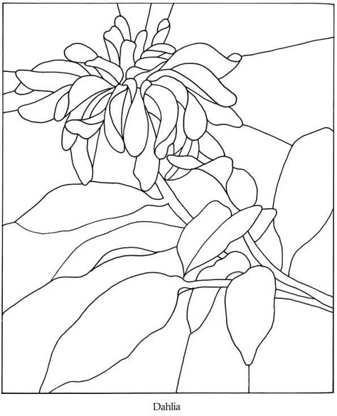 Dahlia Flower Colouring Pages, Stain Glass Patterns, Dover Publications, Stained Glass Pattern, Parchment Craft, Stitch Work, Stained Glass Flowers, Glass Pattern, Stained Glass Designs