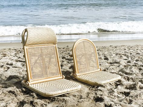 Rattan Beach Chair the Resol Lounger - Etsy Rattan Beach Chair, Picnic Aesthetics, Beach Chairs Portable, Beach Lounge, Perfect Chair, Small B, Outdoor Essentials, Beach Chair, Beach Camping