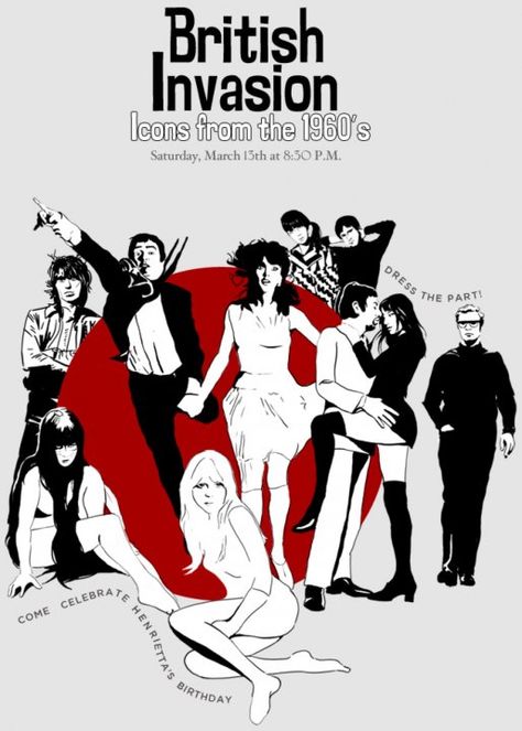 Brilliant Party Theme - British Invasion Herman’s Hermits, 007 Party, Auction Themes, Pub Party, British Party, Rule Britannia, Swinging London, British Pub, British Invasion