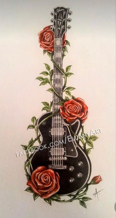 Guitar Tattoo Ideas, Tattoo Ideas Drawings, Guitar Tattoo Design, Music Notes Tattoo, Majestic Tree, Guitar Drawing, Tree Tattoos, Guitar Tattoo, Music Tattoo Designs