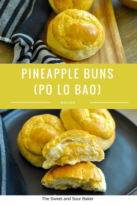 Chinese Pineapple Bun, Pineapple Buns Chinese, Pineapple Bun Recipe, Korean Tofu Soup, Asian Baking, Chinese Buns, Pineapple Buns, Korean Tofu, Custard Buns