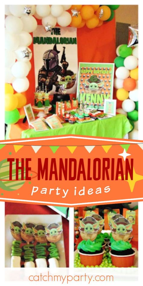 Check out this awesome Mandalorian birthday party! The baby Yoda cupcakes are so much fun! https://www.catchmyparty.com/parties/kennys-mandalorian-paint-party #catchmyparty #partyideas #mandalorian #babyyoda #mandalorianparty #starwars #starwarsparty #boybirthdayparty Mandalorian Themed Birthday Party, Mandalorian Party Ideas, Mandalorian Birthday Party Ideas, Baby Yoda Cupcakes, Yoda Cupcakes, Mandalorian Birthday Party, Snacks For Sale, Grogu Birthday, Yoda Decorations