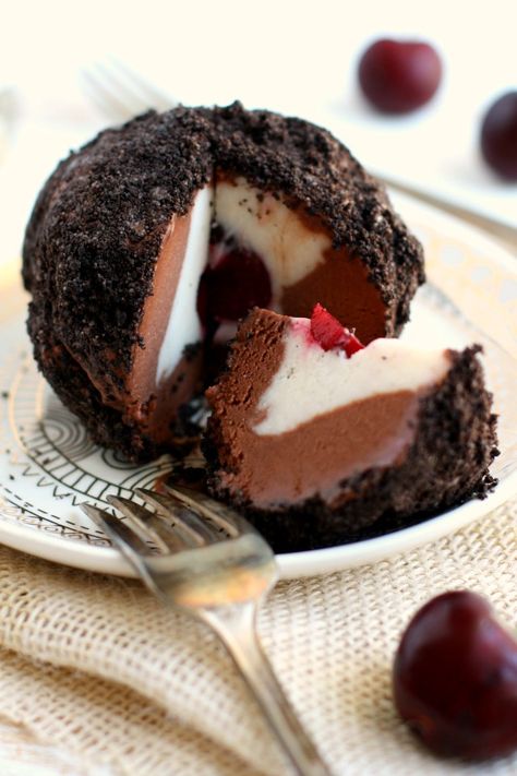 A chocolate and vanilla tartufo makes an elegant and delicious dessert! A cookie crumb coating adds an extra special touch. #dairyfree #sponsored Tartufo Recipe, Frozen Dessert Recipe, Chocolate Sandwich, Chocolate Sandwich Cookies, Cream Desserts, Monkey Bread, Chocolate Dessert, Ice Cream Desserts, Frozen Desserts