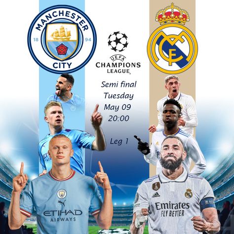 Match day
UEFA Champions League
Premier League
UEFA Europa League Mancity Vs Real Madrid, Real Vs Man City, Sunday League Football, Man City Vs Real Madrid, City Vs Real Madrid, Grassroots Football, Ronaldo Goals, Madrid City, Burmese Clothing