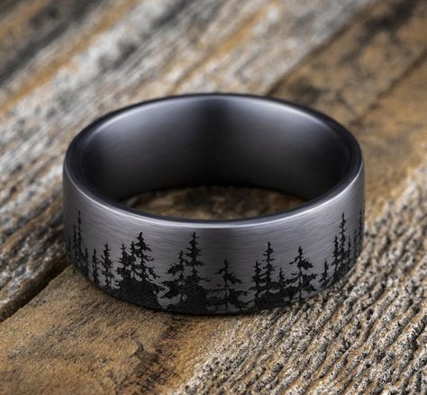 BENCHMARK - BENCHMARK - THE CEDAR - CF848782GTA - Birmingham Jewelry Western Wedding Rings, Nature Wedding Ring, Antler Wedding Band, Mens Wedding Bands Black, Engagement Ring For Him, Stainless Steel Wedding Ring, Promise Rings For Guys, Mens Wedding Bands Tungsten, Black Wedding Band