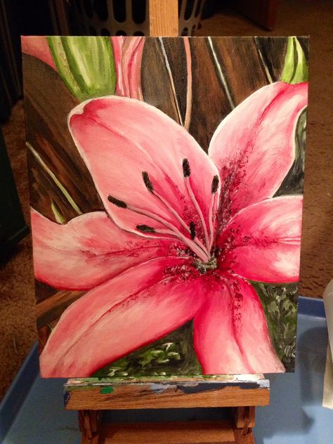 Oil painting- flower, Kari 2013 Gcse Art Sketchbook, Cute Canvas Paintings, Pink Painting, Canvas Painting Designs, Painting Flower, Small Canvas Art, Arte Inspo, Flower Art Painting, Art Inspiration Painting