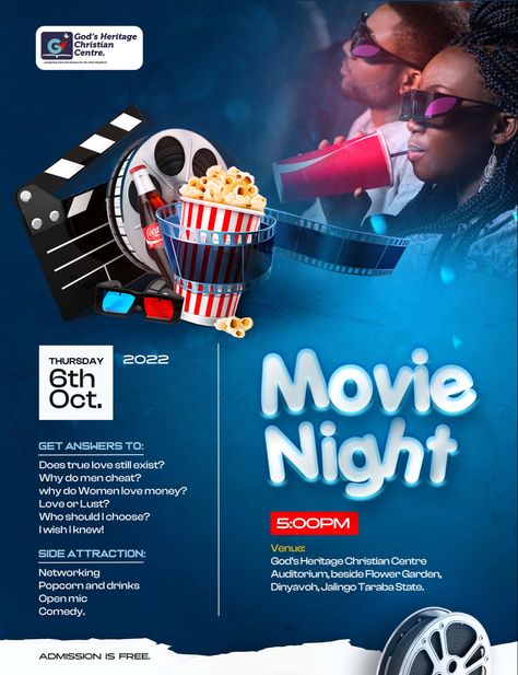 Movie Advertisement Poster, Movie Night Poster Ideas, Movie Flyer Design, Movie Night Poster Design, Movie Night Flyer Design, Movie Night Background, Iptv Banner, Movies Moodboard, Event Poster Layout