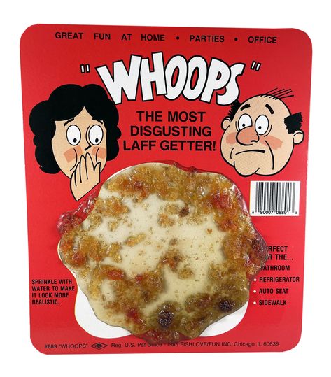 The Most Disgusting Laugh Getter! Just sprinkle a little water to make it look like the real thing. Perfect for bathroom, refrigerator, auto seat or sidewalk. Fake Vomit, Sprinkles, Halloween Costume, Refrigerator, Car Seats, Humor, Halloween, Birthday, Water