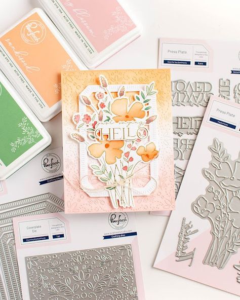 Houses Built of Cards: Pinkfresh Studio “Here for You” Release Blog Hop Plate Designs, Studio Cards, Pinkfresh Studio, Monthly Crafts, Letterpress Stationery, Honey Bee Stamps, Floral Arch, Some Cards, Blanket Stitch