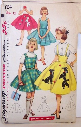 Poodle Skirts Puddle Skirt, Poodle Skirt Pattern, Girls Poodle Skirt, Homemade Clothes, Poodle Skirts, Skirts Pattern, 1950s Girls, Simplicity Patterns Vintage, White Poodle