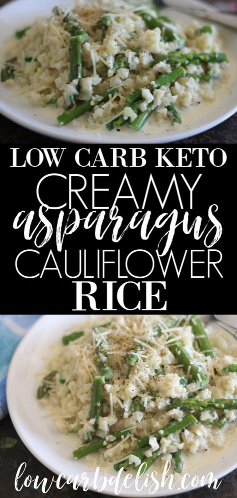 Cauliflower Rice With Asparagus, Cauliflower Rice And Asparagus Recipes, Cauliflower And Asparagus Recipes, Cauliflower Asparagus Recipes, Asparagus Rice, Keto Asparagus, Keto Side Dish, Keto Veggies, Keto Vegetables