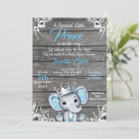 Create your own Invitation | Zazzle Elephant Baby Shower Invitations Boy, Elephant Baby Boy, Rustic Invitation, Teddy Bear Baby Shower Invitations, Rustic Baby Shower Invitations, Boy Shower Invitations, Safari Baby Shower Invitations, Silver Invitation, Gender Neutral Baby Shower Invitations