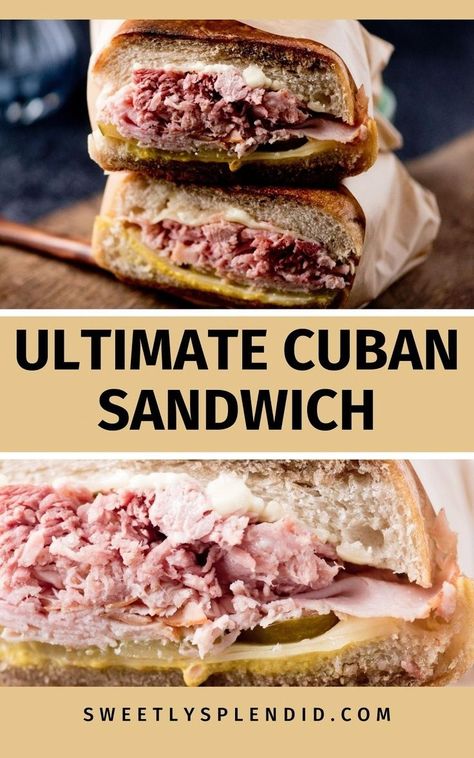 Discover the best Cuban sandwich recipe for a crowd! Easy to make with layers of pulled pork and meat, it's the ultimate dinner. Pork Stew Meat Recipes, Cuban Pulled Pork, Pork Stew Meat, Cuban Sandwich Recipe, Pork Sandwich Recipes, Recipes Using Pork, Recipe For A Crowd, Baked Beans With Bacon, Pork Loin Roast Recipes