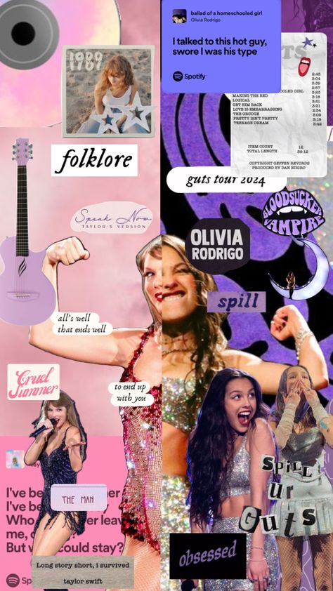 Taylor Swift and Olivia Rodrigo duo #taylorswift #oliviarodrigo #purple #pink Taylor Swift And Olivia Rodrigo, Taylor Swift And Olivia, Ex Best Friend, The Grudge, Cute Summer Wallpapers, Pink Posters, Getting Him Back, Best Duos, Taylor Swift Fan