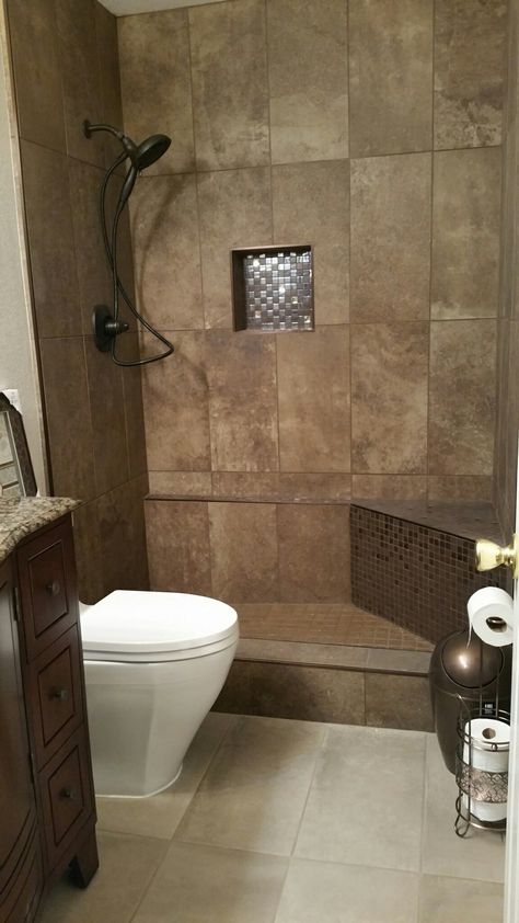 Caramel Bathroom Ideas, Shower Remodel Brown Tones, Dark Brown Tile Bathroom, Bathroom Remodel Brown Tones, Brown And Grey Bathroom, Brown Tile Bathroom Ideas, Brown Tile Bathroom Ideas Color Palettes, Cream And Brown Bathroom, Brown Bathroom Tiles