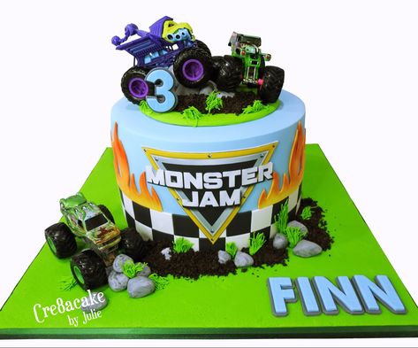 Monster Truck Cakes For Boys, Monster Jam Birthday Party Ideas Cake, Monster Jam Cakes For Boys, Blue Monster Truck Cake, Monster Jam Birthday Cake, Monster Jam Cake, Monster Truck Birthday Cake, Monster Jam Birthday Party, Dragon Birthday Cakes