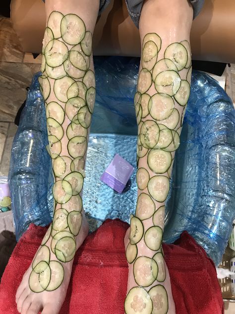 Cucumbers were being applied on our customers’ legs. This only happens to our top of the line pedicure. Cucumber Nails, The Line, Havana, Cucumber, Stockings, How To Apply, Nails