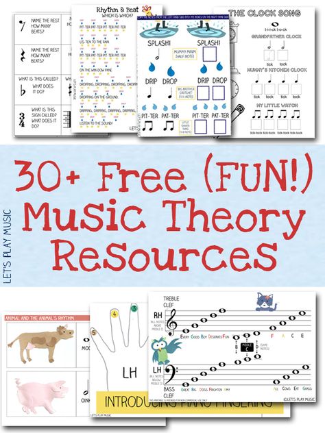 A huge collection of fun free music theory resources and worksheets for preschoolers and primary school / kindergarten age. These would be perfect for homeschool too. Music Theory For Preschool, Piano Lesson Printables, Music Coloring Sheets Free Printables, Free Music Theory Worksheets, Piano Teacher Resources, Piano Worksheets, Lets Play Music, Music Printables, Teaching Piano