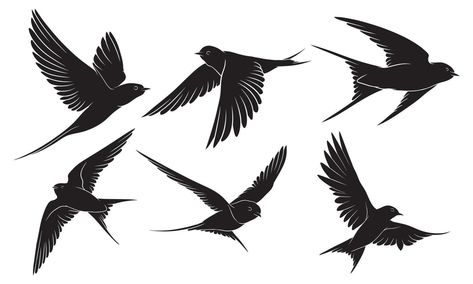 hand drawn silhouette of flying swallow Swallow Flying Tattoo, Barn Swallow Tattoo, Swallow Silhouette, Flying Swallow, Fly Drawing, Swallow Tattoo, Barn Swallow, Swallow Bird, Fish Illustration