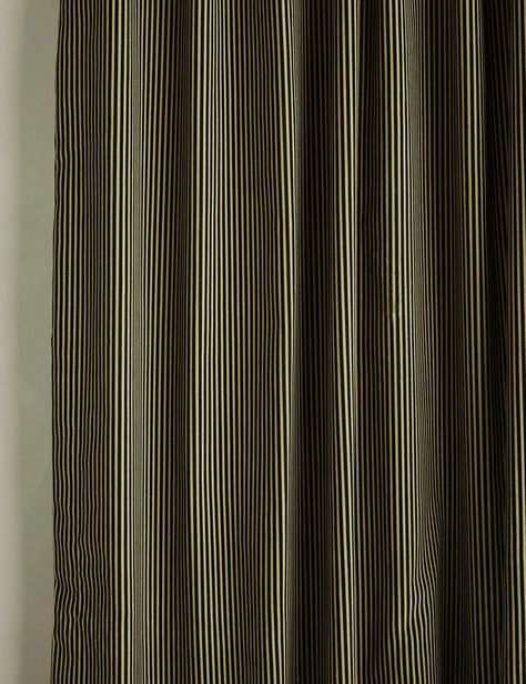 Striped Velvet Curtain Panel by Sarah Sherman Samuel Statement Window Treatments, Modern Contemporary Curtains Living Room, Moody Old World Living Room, Shower Curtain Interior Design, Curtains French Doors Living Room, Dark Moody Curtains, Decor For Dark Rooms, Moody Living Room Curtains, Plaid Curtains Bedroom