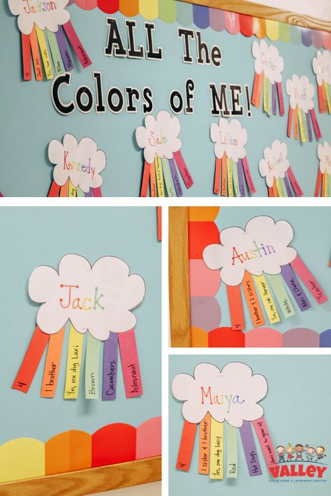 In The Classroom Theme Preschool, Color Board Preschool, Relatives Craft Preschool, All About My Classroom Preschool, Preschool I Am Special Theme, Belonging Bulletin Board Ideas, Color Theme Preschool Classroom Decor, Class Decoration Preschool, Preschool Bulletin Boards For September