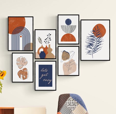 Excited to share the latest addition to my #etsy shop: Printable Wall Art | Gallery Wall Set, Blue Gallery Wall, Boho Print, Boho Wall Art, Digital Download, Navy Wall Print, Boho Home Decor Blue Gallery Wall, Gallery Wall Boho, Orange Prints, Boho Art Painting, Botanical Home Decor, Printable Wall Art Boho, Botanical Home, Boho Gallery Wall, Poster Idea