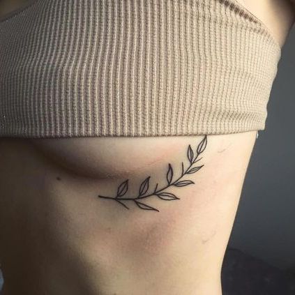 Tattoo Under Breast, A Small Tattoo, Underboob Tattoo Designs, 16 Tattoo, Rib Tattoos For Women, Leaf Tattoo, Top Tattoos, Discreet Tattoos, Dainty Tattoos