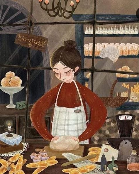 Summer Illustration Wallpaper, Bread Drawing, Cozy Illustration, Bakery Art, Artwork Aesthetic, Aesthetic Illustration, Aesthetic Artwork, Storybook Art, Autumn Illustration