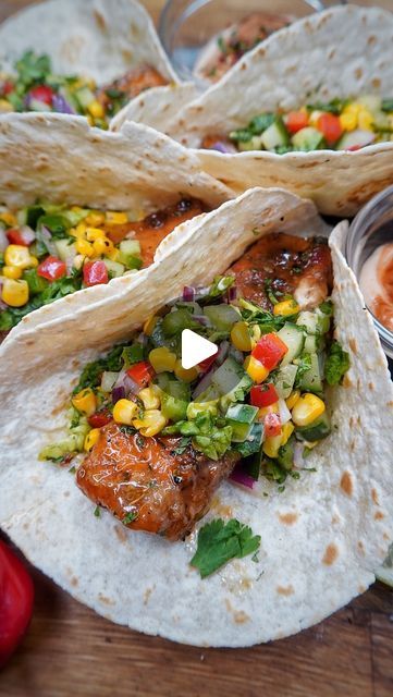 Kay on Instagram: "HONEY JERK FRIED FISH TACOS + SWEETCORN + JERK MAYO 🇯🇲💯🥵🚀🤯🔥💃🏽🎉🌮.
Easy, quick super flavourful Honey Jerk Salmon Fish Tacos with a sweet corn salsa and a jerk mayo bursting with a mix of flavors. Season the salmon tenders in a variety of Jamaican seasoning then tossed in flour, fried to perfection then into hot taco wraps, threw on some homemade sweet corn salsa and then drizzled some jerk mayo. OMG these were on a next level, THE BEST!! 
Fusion at its finest.
.
.
DM FOR MORE INFO TO GET MY DAILY RECIPES.
.
.
#tacos #salmon #seafood #seafoodlover #fish #pescatarian #taco #foodinspo #explorepage #juicy #yummyfood #delicious #atlanta #georgia #newyork #toronto #foodblogger #france #southflorida #boston #dancehall" Salmon Tenders, Honey Jerk Salmon, Salmon Fish Tacos, Jamaican Seasoning, Recipes Tacos, Sweet Corn Salsa, Fried Fish Tacos, Jerk Salmon, Taco Wraps