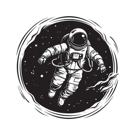 Space Template, Astronaut In Space, 2d Illustration, Space Rocket, 2d Design, Astronauts In Space, Black And White Lines, In Space, Space Art