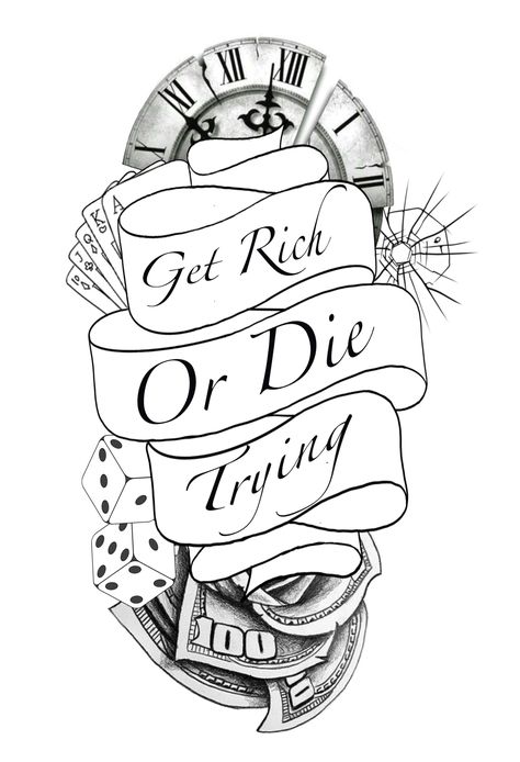 Gangsta Forearm Tattoo, Risk Rich Dice Tattoo Design, Tattoos To Go Around Other Tattoos, Started From The Bottom Tattoo, Best Sleeve Tattoos Men Unique Stencil, Gangsta Tattoos Stencil, No Risk No Reward Tattoo Stencil, Gangsta Sleeve Tattoo, Get Rich Or Die Trying Tattoo Stencil