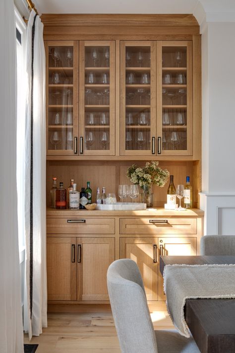 Newport, RI | Dining Room Built In Bar Cabinet Bar Built Into Kitchen, Bar Area In Dining Room Built Ins, Wet Bar In Living Room Built Ins, Liquor Cabinet Built In, Wall Buffet Cabinet, Built In Serving Buffet, Built In Bar Cabinet Ideas, Built In Dry Bar Dining Room, Dining Built In