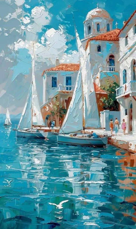 Need To, Soyut Sanat Tabloları, Boat Painting, Landscape Art Painting, Impressionism Art, My Pinterest, Intellectual Property, Dreamy Art, Canvas Art Painting