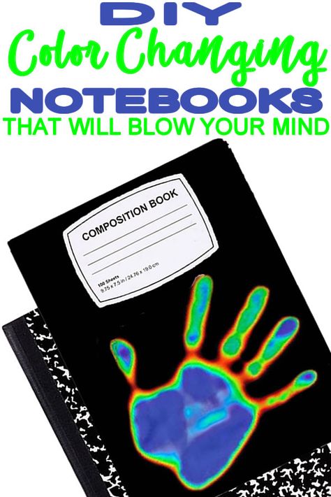 DIY color CHANGING notebook! Cool DIY school supplies! Make this homemade notebook cover that changes cholors. Cool DIY craft project to do before you go back to school. Easy DIYs for kids, teens and tweens! #journal #notebook #school #schoolsupplies #diy Homemade Notebook, School Organization For Teens, Diy Notebook Cover, Notebook School, Notebook Diy, Diy Crafts For Teen Girls, Arts And Crafts For Teens, Diy Crafts For Teens