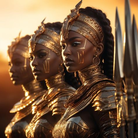 African Warrior Women, Black Warrior Woman, African Female Warrior, African Warrior, Black Power Art, Afrofuturism Art, Black Royalty, African Princess, African Royalty