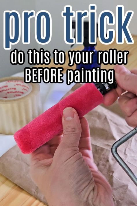 Do this to your roller to remove lint and prepare it to evenly accept the paint. This will help you to get the smoothest finish, even when using a new paint roller. This removes the hair and lint from a roller so it doesn't end up in your paint. Decorative Painted Walls, Painting Knowledge, Fudgsicle Recipe, Textured Paint Rollers, Painting Walls Tips, House Painting Tips, Patterned Paint Rollers, Paint Rollers, Diy Paint Projects