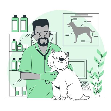 Veterinary concept illustration | Free Vector #Freepik #freevector Create A Story, Book Projects, Veterinarian, Cartoon Illustration, Cartoon Kids, Cool Suits, Book Activities, Graphic Resources, Childrens Books