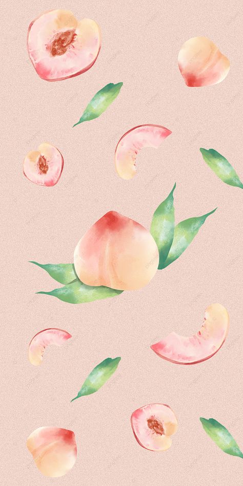 Peaches Background Wallpapers, Peach Illustration Graphics, Background Fruit, Cute Backrounds, Peach Illustration, Wallpaper Powerpoint, Peach Drinks, Peach Watercolor, Wallpaper Watercolor