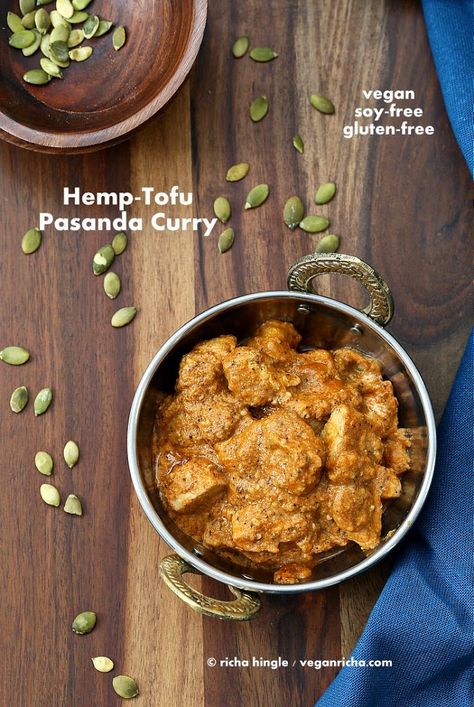 Hemp-Tofu in Rich Creamy Pasanda sauce. Vegan 'Paneer' Pasanda. Gluten-free Soy-free Recipe - Vegan Richa Vegan Paneer, Pasanda Recipe, Paneer Pasanda, Chard Recipes Healthy, Indian Entree, Soy Free Tofu, Gravy Vegan, Easy Tofu, Indian Vegan