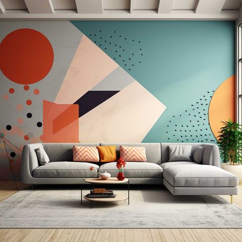 8+ Stylish Simple Wall Painting Designs Ideal for Your Living Room • 333+ Images • [ArtFacade] Wall Painting Designs, Modern Grey Kitchen, Contemporary Decor Living Room, Color Block Pattern, Monochromatic Color Scheme, Wall Paint Designs, Lifestyle Ideas, Painting Designs, Block Pattern