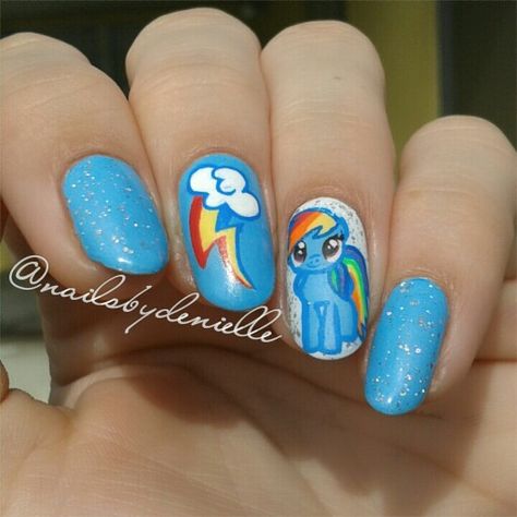 Rainbow Dash my little pony glitter natural nails Rainbow Dash Nails, Glitter Natural Nails, Olivia Nails, Indie Nails, Nail Sculpture, My Little Pony Birthday Party, Little Pony Birthday Party, Primary Colours, Pony Birthday