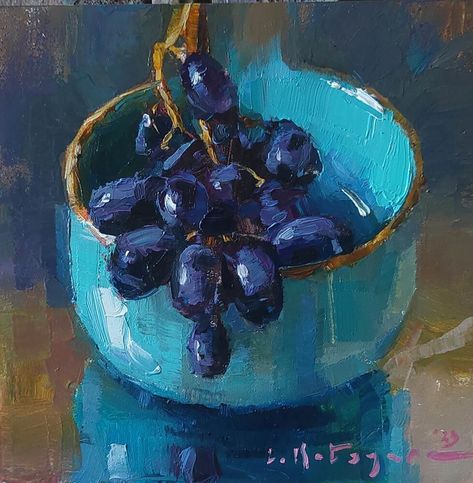 Original Fine Art By © Elena Katsyura in the DailyPaintworks.com Fine Art Gallery Oil Painting Inspiration, Black Grapes, Canvas Drawings, Figurative Artwork, Fruit Painting, Daily Painting, Greek Art, Fruit Art, Traditional Paintings